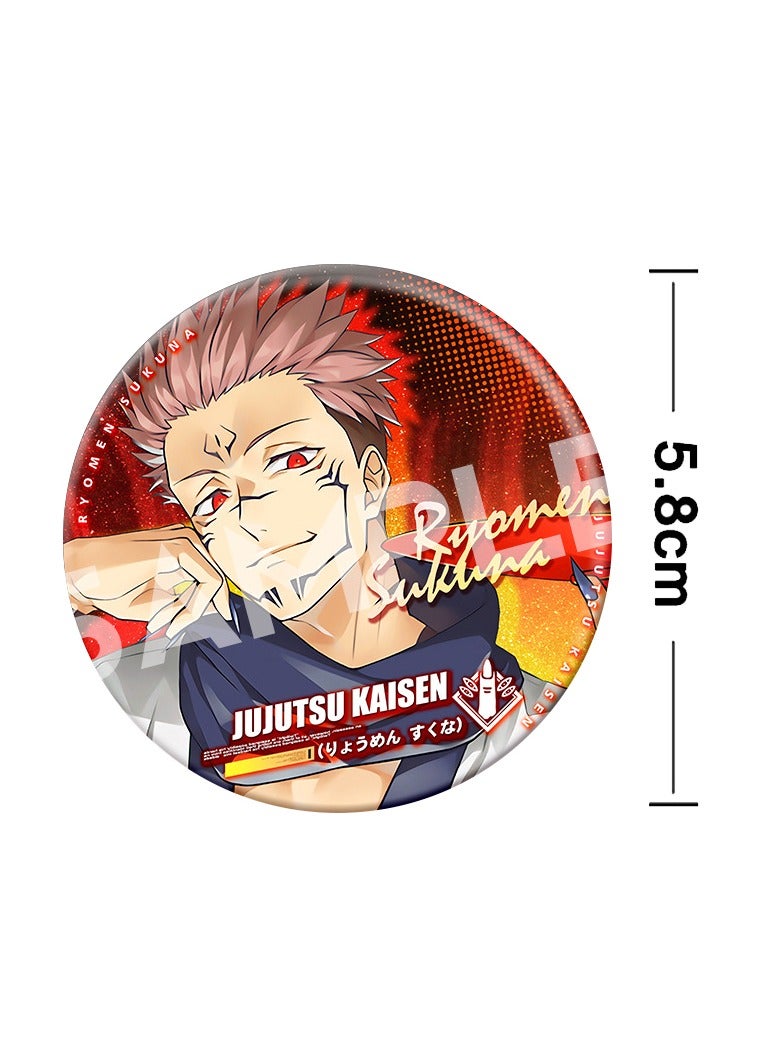 Anime Jujutsu Kaisen Ryomen Sukuna Round Pin Cosplay Badge Accessories For Clothes Backpack Decoration Gift - Image 2