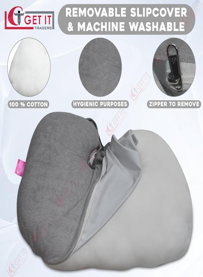 GET IT Premium 2 in 1 Dry Sheet Cotton Baby Breastfeeding Pillow with Adjustable Strap | Nursing Pillow, Baby Support & Playtime | Washable Cover with Zip -(Grey) - Image 5