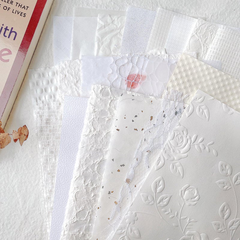 Aromoty 20Pcs Handmade Scrapbook Paper Craft Textured Paper Wedding A5 sheet Mesh Fabric Mulberry Special Mix for Bridal Scrapbooking Junk Journal Journaling Supplies DIY Materials,5.8x8.2 inches - Image 1