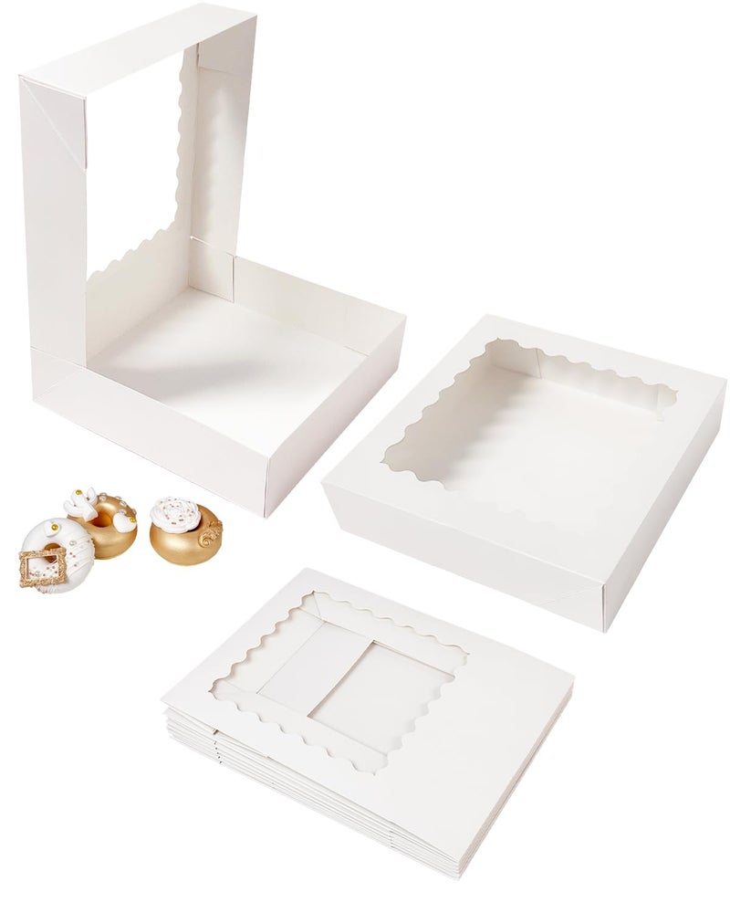 Bakepacker 36pcs White 10x10x2.5 inches Easy Assemble Macaroon Cookie Boxes Bakery Boxes with Window (Auto-pop Up) - Image 2