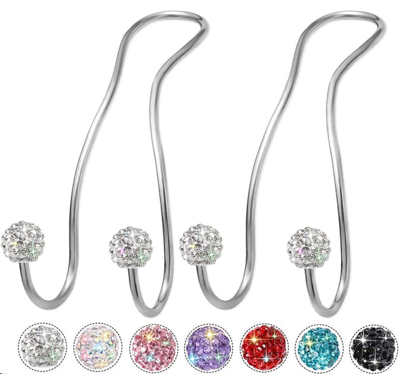 MTGOCHA Bling Purse Hook for Car Headrest Hooks Upgraded Cute Car Purse Hooks Car Seat Hooks for Headrest Metal Car Bag Hooks Car Purse Holder Hook Hanger Bling Car Accessories for Women,Silver - Image 1