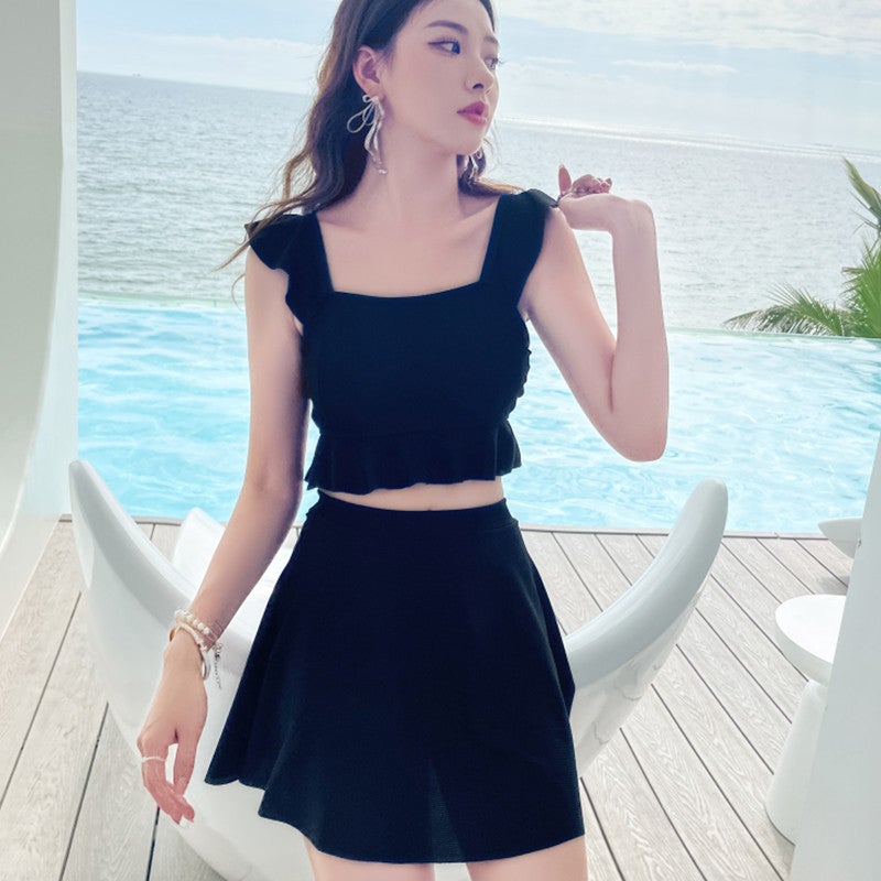 New Style Women''s Two-Piece Swimsuit with Skirt for Hot Springs, Conservative and Slimming, Tummy-Covering, Fresh and Fashionable Student Swimwear - Image 5