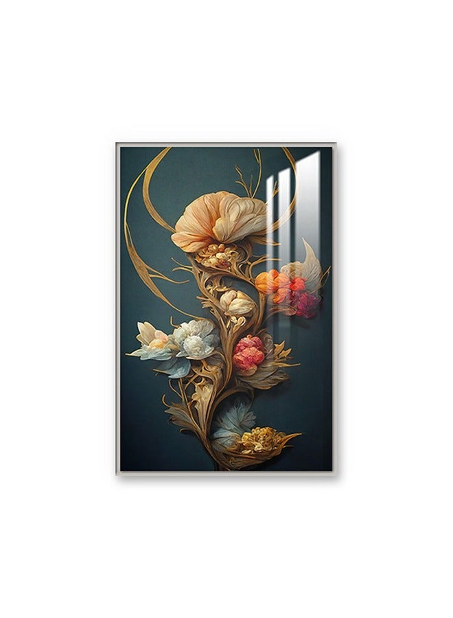 ماركتنا لوحة جدارية120×80سم مع برواز فضي وطبقة اكريلك شفاف بتصميم ورود - Image 2