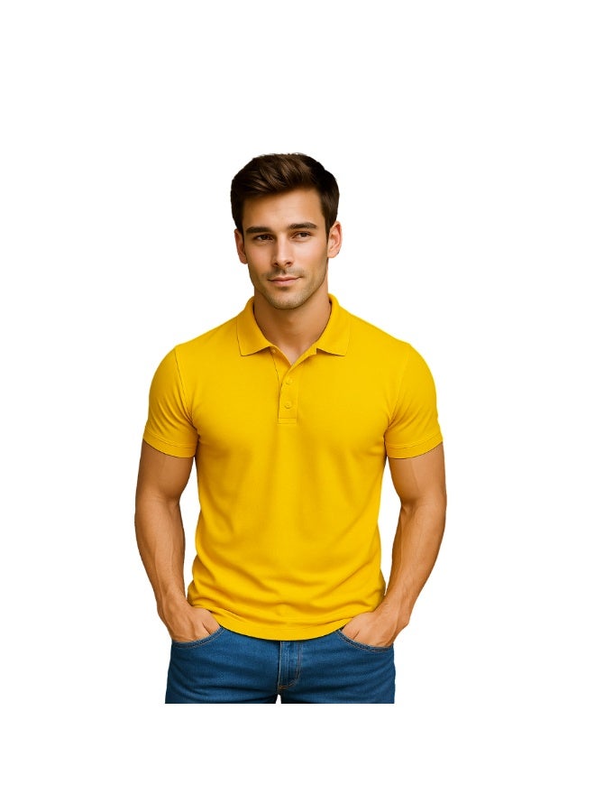 PRINTSHOP4ME Men's Regular-Fit Golf Polo T-shirt Pure Cotton Short Sleeve 220 GSM Basic Colors - Image 2