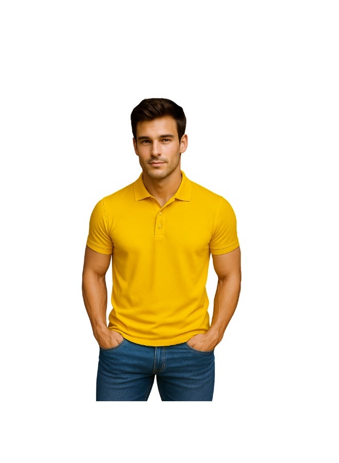 PRINTSHOP4ME Men's Regular-Fit Golf Polo T-shirt Pure Cotton Short Sleeve 220 GSM Basic Colors - Image 1