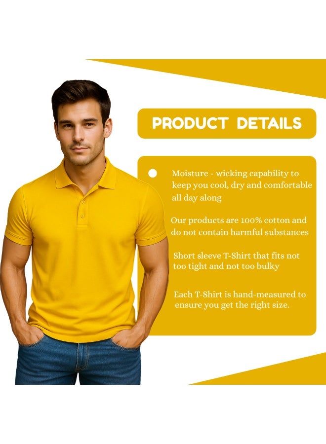 PRINTSHOP4ME Men's Regular-Fit Golf Polo T-shirt Pure Cotton Short Sleeve 220 GSM Basic Colors - Image 3