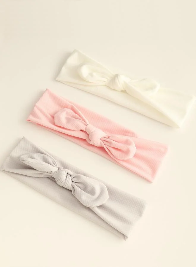 Take Two  Set of 3 - Solid Bow Elastic Headband for Women | Best Price UAE