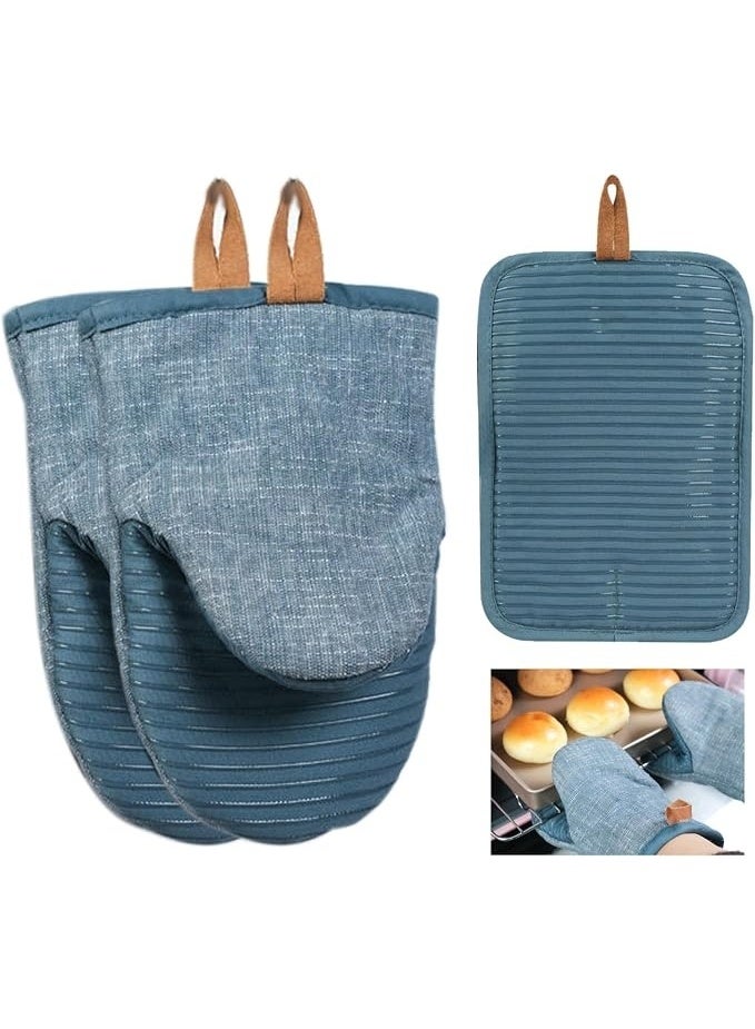 2-Piece Heat Resistant Oven Glove & Pot Holder Set – Kitchen Gloves & Hot Pad for Safe Cooking, Baking & Grilling