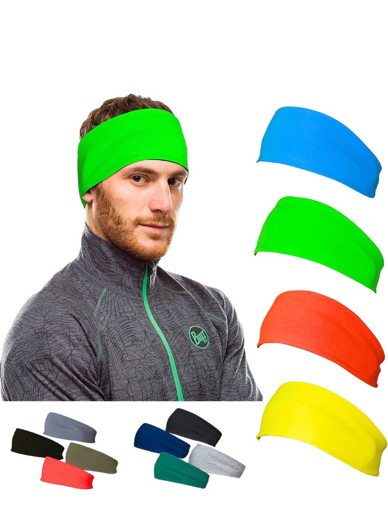 SHAPE UP 4 Pack Headband Men Soft Cotton Sweatband Men, Running Headband Women and Men, Non-Slip Sports Workout Hair Band Men for Fitness, Cycling, Yoga, Tennis, Basketball and More - Image 1