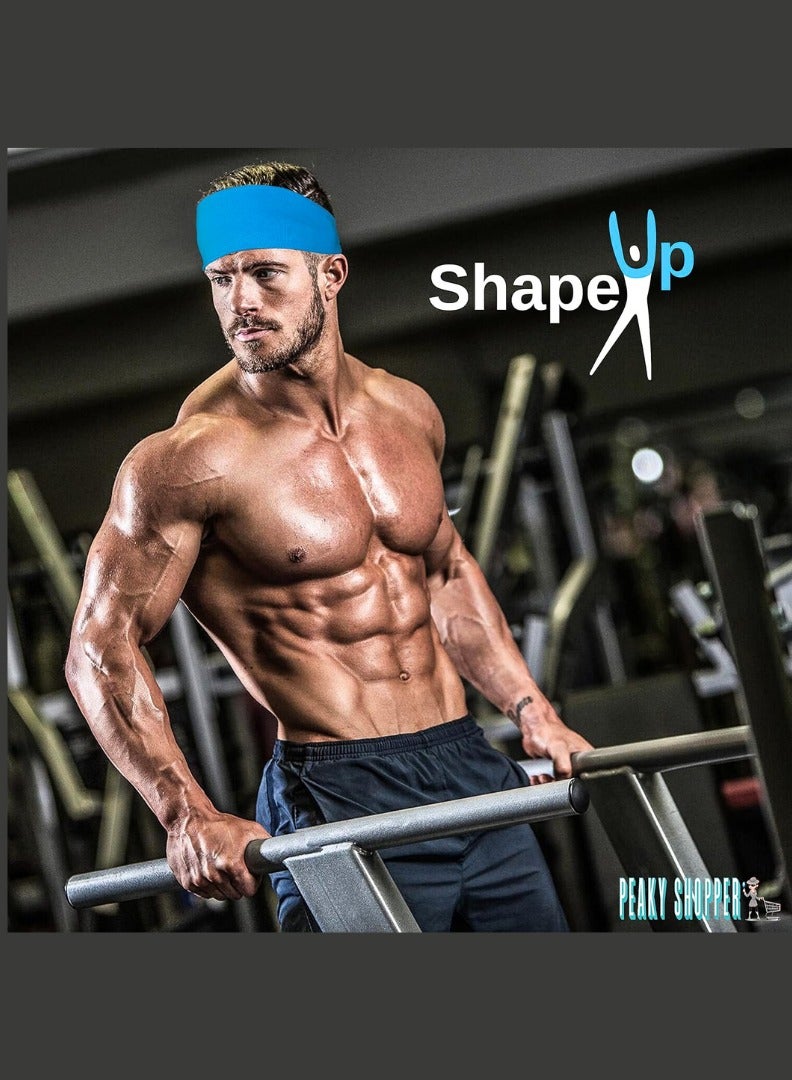 SHAPE UP 4 Pack Headband Men Soft Cotton Sweatband Men, Running Headband Women and Men, Non-Slip Sports Workout Hair Band Men for Fitness, Cycling, Yoga, Tennis, Basketball and More - Image 3