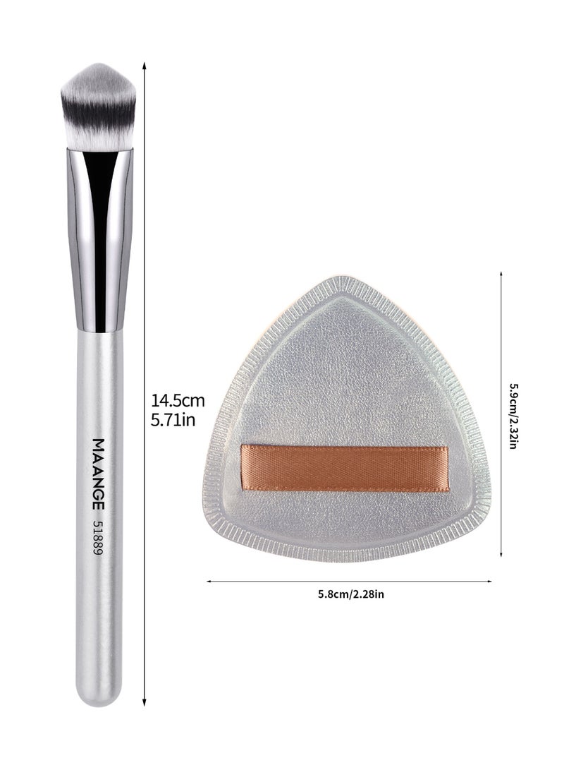 MAANGE فرشاة خافي العيوب وإسفنجة المكياج، فرشاة للوجه لكريم العين وخافي العيوب، تغطي العيوب، imperfections والدوائر السوداء - Image 3