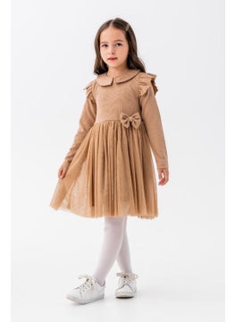 Miniğimin Cicileri My Little One's Ciciler Baby Collar Muslin Dress for Girls - Brown 