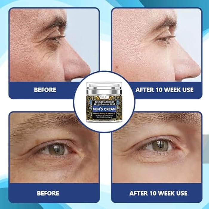 VAITE Mens Face Moisturizer with Collagen, Retinol, Anti-Aging, Anti-Wrinkle Cream for Men, Hydrating Facial Skin Care with Hyaluronic Acid, Hibiscus, Honey & Vitamin C, Day & Night Hydration - Image 4