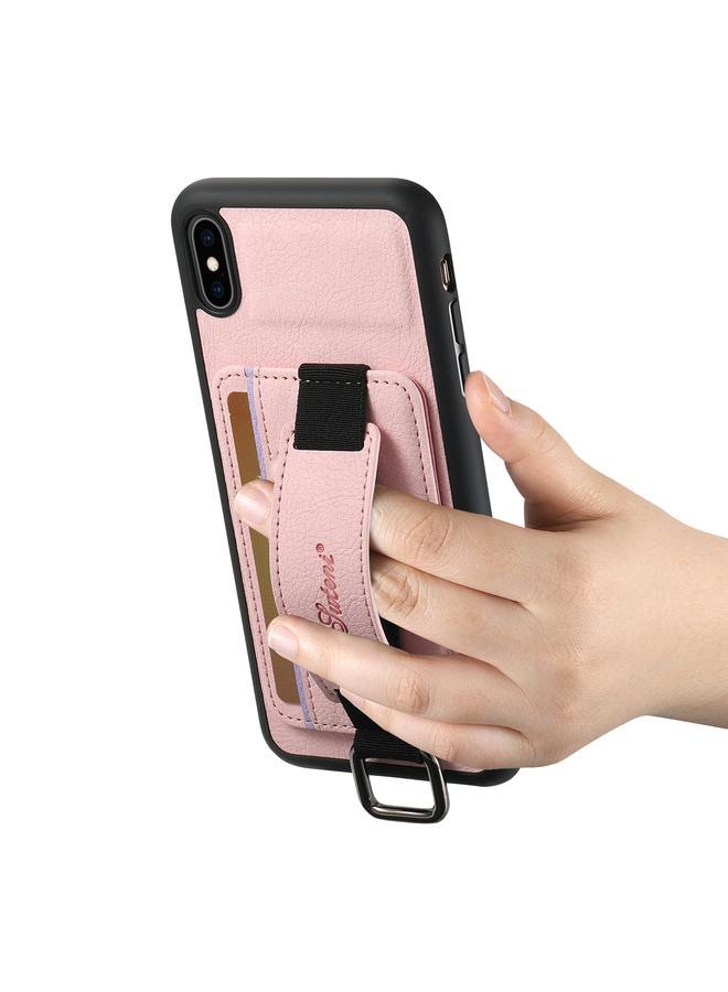 Suteni Case For iPhone XR H13 Litchi Leather Wrist Strap Wallet Back Phone Case - Image 3