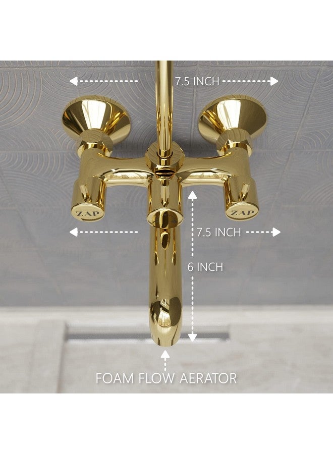 ZAP Elixir Full Brass Gold Plated 2-in-1 Wall Mixer Tap with Overhead Shower Provision and Long Bend Pipe for Bathroom - Image 3