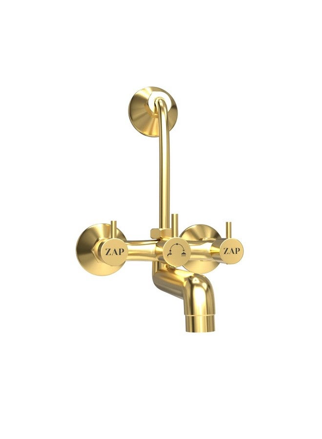 ZAP Elixir Full Brass Gold Plated 2-in-1 Wall Mixer Tap with Overhead Shower Provision and Long Bend Pipe for Bathroom - Image 1