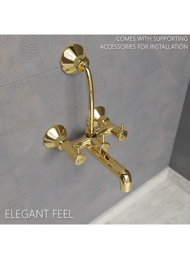 ZAP Elixir Full Brass Gold Plated 2-in-1 Wall Mixer Tap with Overhead Shower Provision and Long Bend Pipe for Bathroom - Image 4