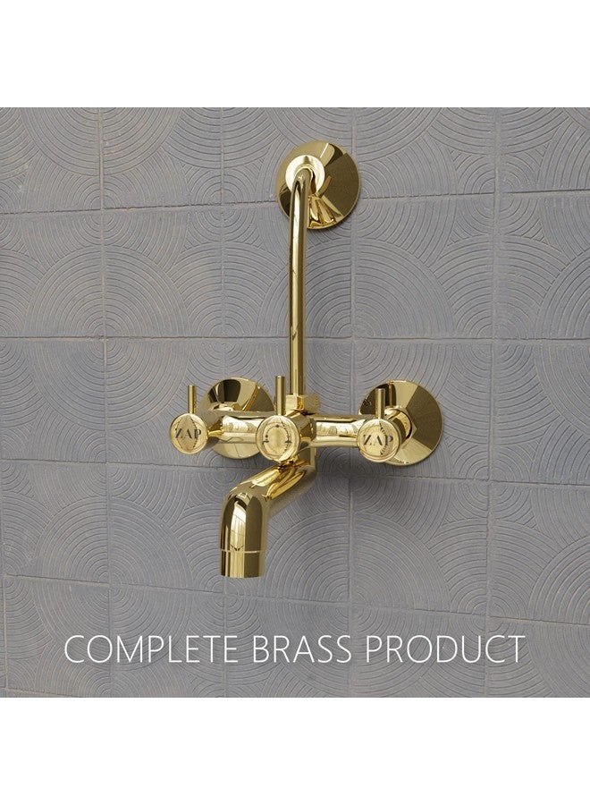 ZAP Elixir Full Brass Gold Plated 2-in-1 Wall Mixer Tap with Overhead Shower Provision and Long Bend Pipe for Bathroom - Image 2