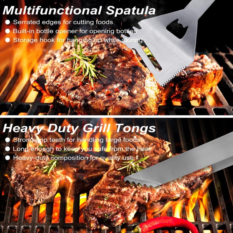 POLIGO 29 PCS BBQ Grill Accessories Stainless Steel BBQ Tools Grilling Tools Set with Storage Bag for Fathers Day Dads Birthday Presents - Camping Grill Utensils Set Ideal Grilling Gifts for Men Women - Image 4