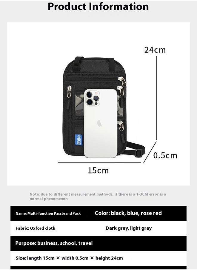 Generic Multifunctional Id Bag Rfid Neck Hanging Passport Bag Passport Holder Id Protection Cover Rose Red  - Image 4