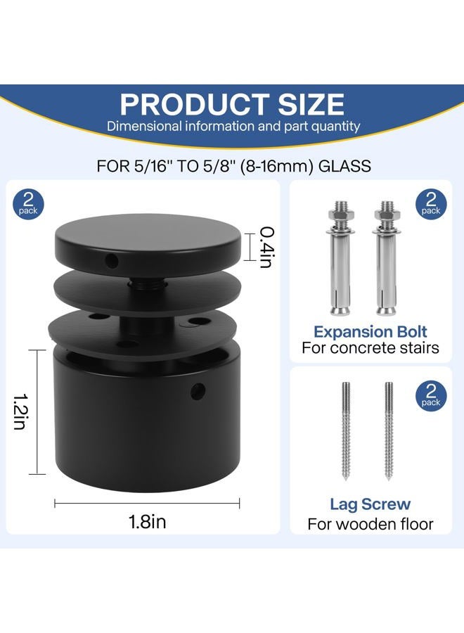 3TO Glass Railing Standoff - 12 Pack Marine Grade SS316 Innovative Glass Railing Standoffs for Balcony Stair Railing Matte Black Modern Design Railing Clamp Come with Mounting Wrench - Image 2