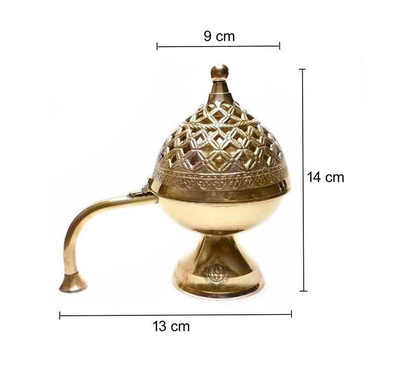 DSH صُنع فضولك موقد بخور نحاسي منزلي لتنقية الهواء دهووني دهووب داني دهووني طاولة بخور نحاسي لُبان دائري - Image 2