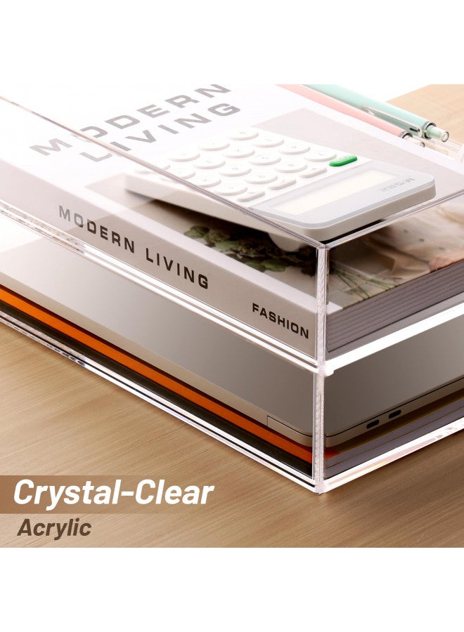 SANRUI Paper Organizer for Desk,Acrylic Stackable Letter Tray, Clear Paper Tray, Paper Sorter for Office,Home or School,2-Pack - Image 4