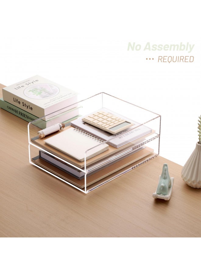 SANRUI Paper Organizer for Desk,Acrylic Stackable Letter Tray, Clear Paper Tray, Paper Sorter for Office,Home or School,2-Pack - Image 3
