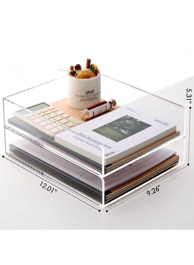 SANRUI Paper Organizer for Desk,Acrylic Stackable Letter Tray, Clear Paper Tray, Paper Sorter for Office,Home or School,2-Pack - Image 2