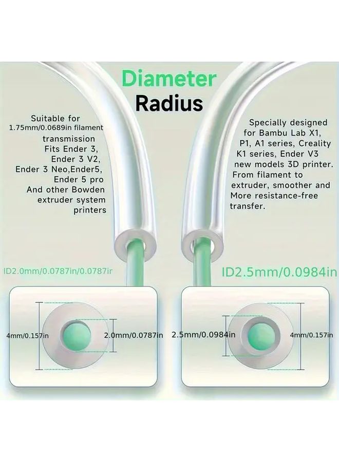 3D Printer PTFE Tube Bowden Extruder 1.75mm ID2 5mm OD4mm 157 48 Inch White 1 Pcs Filament Guide Pipe for Bambu Lab P1P AMS A1 Mini Creality K1 K1 Max Ender 3 V3 V3 KE V3 SE - Image 2