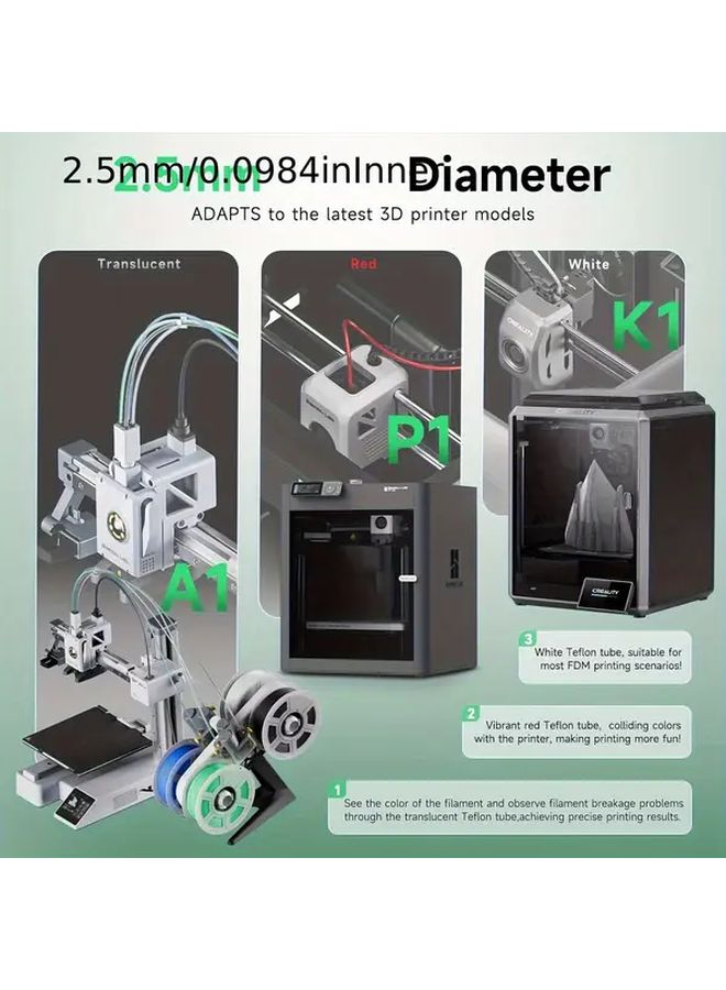 3D Printer PTFE Tube Bowden Extruder 1.75mm ID2 5mm OD4mm 157 48 Inch White 1 Pcs Filament Guide Pipe for Bambu Lab P1P AMS A1 Mini Creality K1 K1 Max Ender 3 V3 V3 KE V3 SE - Image 5