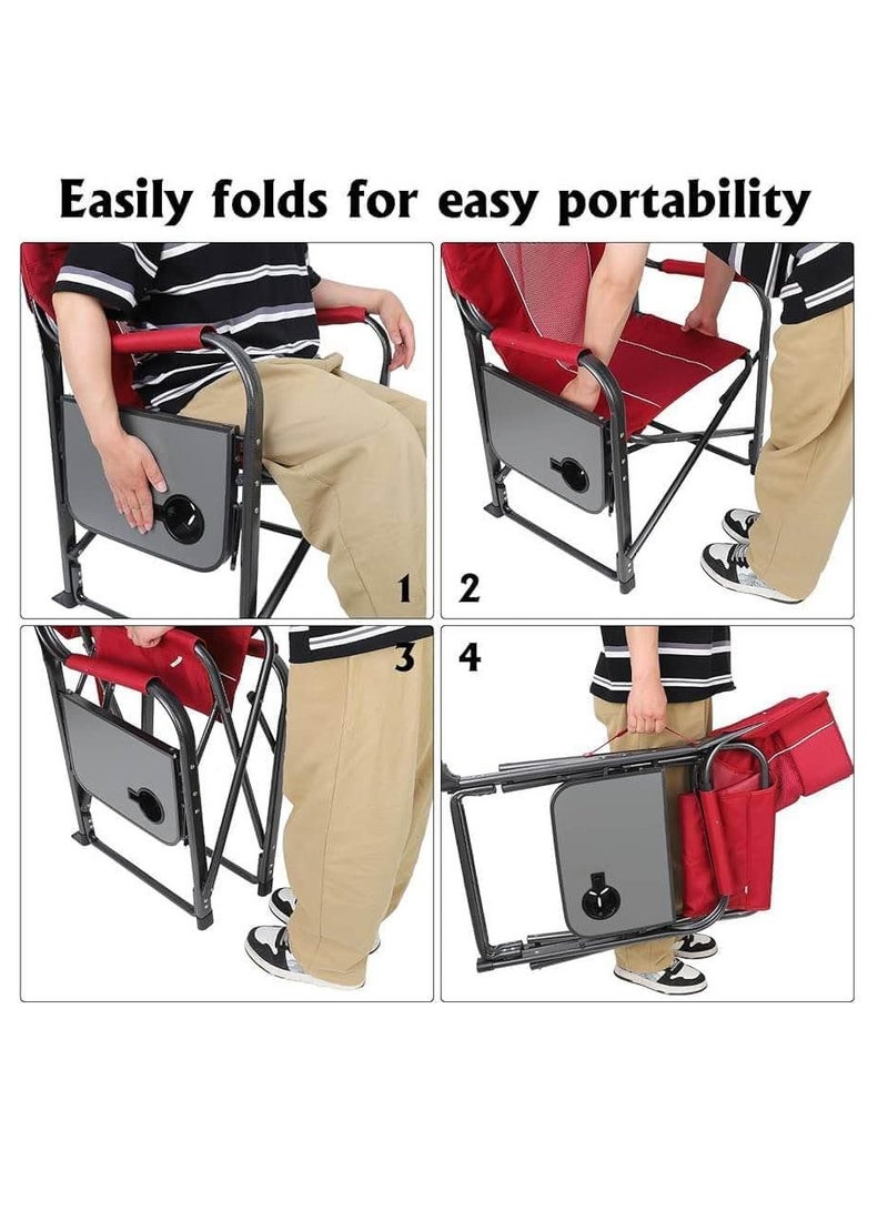 GO2CAMPS Premium Heavy-Duty Director Camping Chair with Foldable Side Table | Built-In Cup Holder Outdoor Chair for Camping, Hiking, Picnic, Fishing, Beach, Tailgating and Backyard Lounging and Events - Image 4