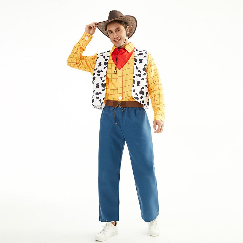 Girls Cowboy Costume for Halloween Cosplay 2007 men's [cowboy hat scarf jacket vest pants belt]]