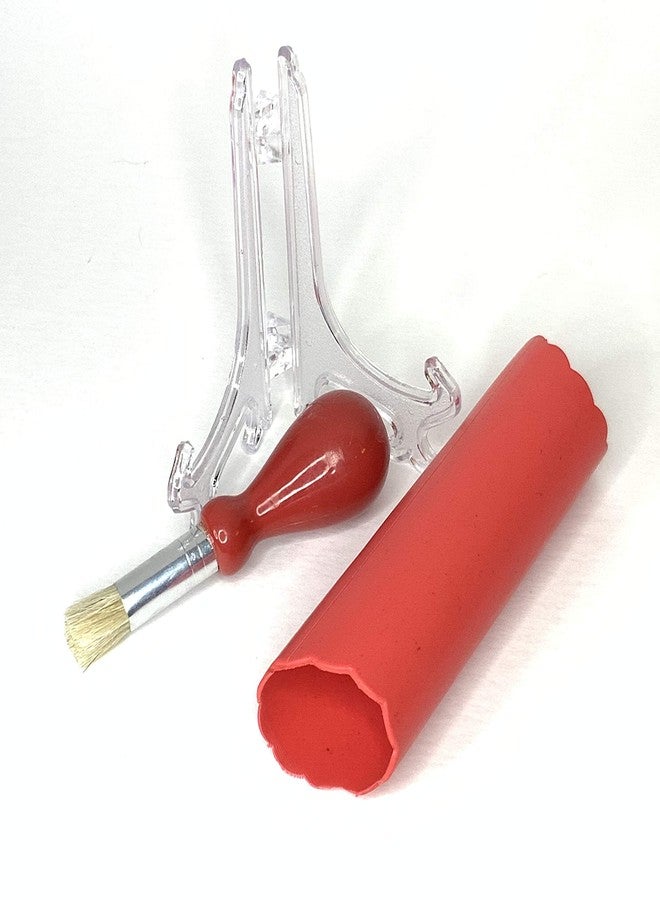 BonCera, All-in-one Premium Ceramic Garlic Grater Plate 4-Piece Set - Red Sunflower Design, Classic Style - For Garlic, Ginger, Chocolate, and more! - Comes with 5.25" Plate, Peeler, Brush, and Stand - Image 5