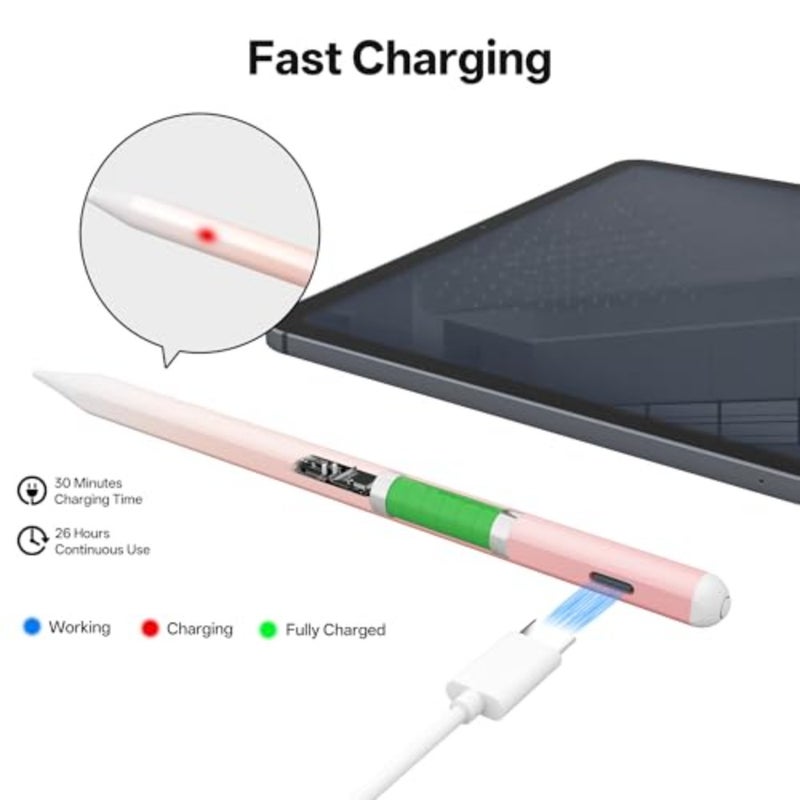 قلم iPad للعمل الإبداعي، سبائك الألومنيوم، أسود غير لامع، ملحق مغناطيسي وشحن سريع - Image 3