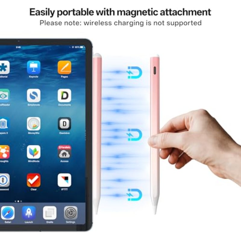 قلم iPad للعمل الإبداعي، سبائك الألومنيوم، أسود غير لامع، ملحق مغناطيسي وشحن سريع - Image 4