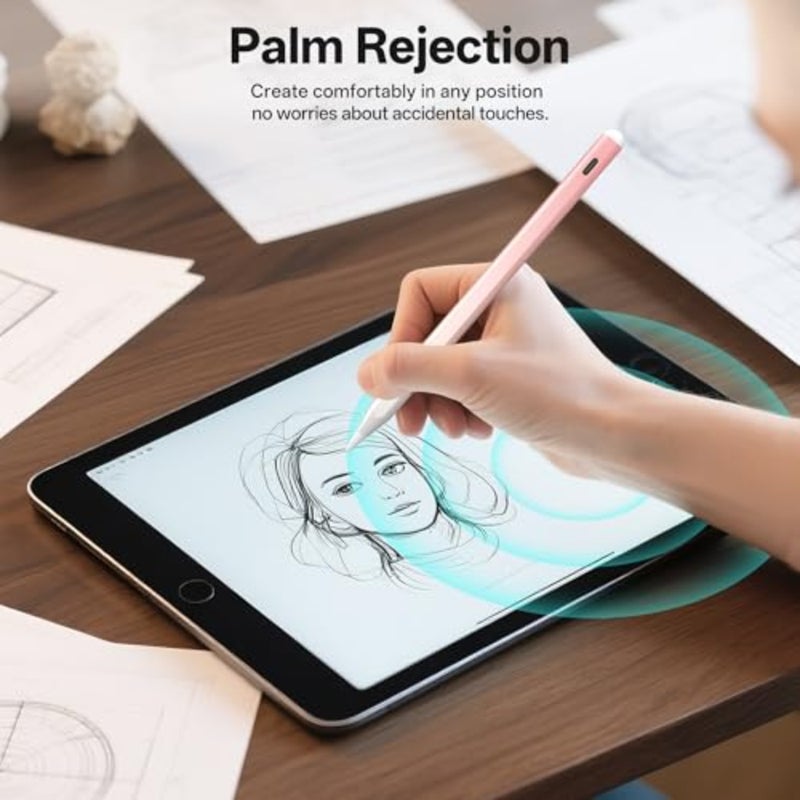 قلم iPad للعمل الإبداعي، سبائك الألومنيوم، أسود غير لامع، ملحق مغناطيسي وشحن سريع - Image 5
