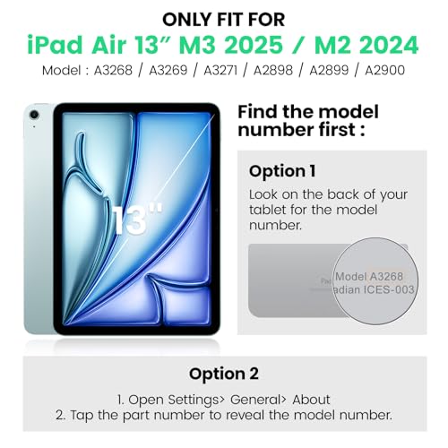 SEYMAC حافظة SEYMAC لجهاز iPad Air 13 بوصة M3 2025/ M2 2024، حافظة واقية قوية مضادة للصدمات مع واقي شاشة، قاعدة دوارة 360°، حزام يد/كتف وحامل قلم لجهاز iPad Air 13، أسود - Image 2