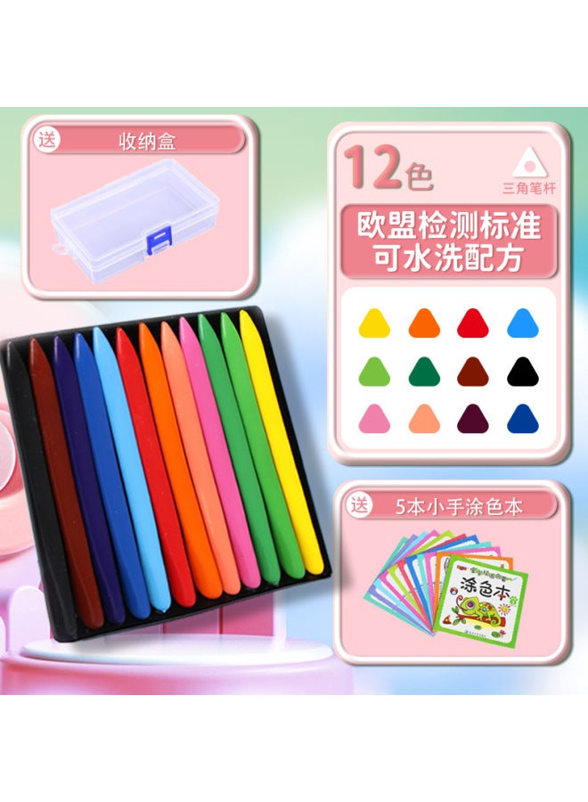 mriya Children's Non-dirty Hand Crayon 36 Color Triangle Plastic Wax Brush Kindergarten Painting Oil Painting Stick Color Brush Washable - Image 1