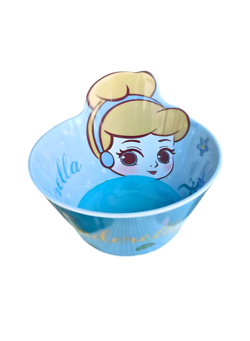 Disney Cinderella Melamine Kids Bowl, Cute Cartoon Design, Durable BPA-Free, Perfect for serving cereals, snacks, soups, or desserts, this lightweight bowl - Image 1