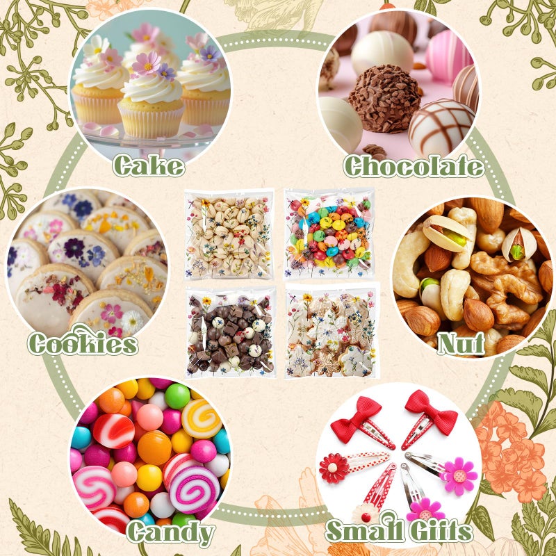 Tinlade 200 Pcs Wildflower Party Cellophane Treat Bags Floral Candy Decorations Plastic Clear Goody Bags for Wedding Birthday Graduation Party Supplies - Image 4