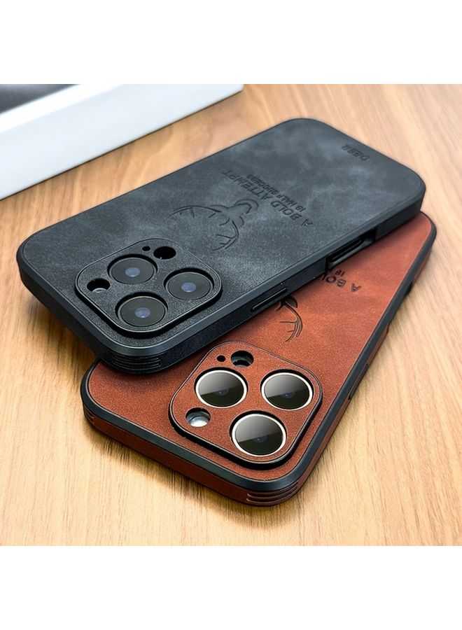 Vintage Faux Sheepskin Magnetic Wireless Charging Case For iPhone 13 Pro Blue - Image 5