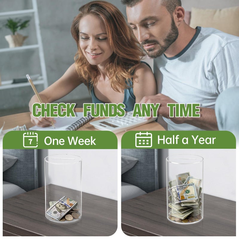 Thingrific Clear Piggy Bank for Adults/Kids, Acrylic Unopenable Money Box for Cash Coin Saving, Must Break to Open, Money Saving Jar for Adults Boys Girls, Size 6" H x 4" Diameter - Image 3
