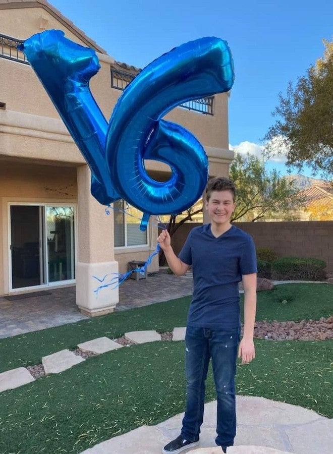 بالون رقم 16 أزرق داكن من IWERP، مقاس 40 بوصة، بالون رقم 16، زينة عيد ميلاد أزرق داكن للذكرى السادسة عشرة، لوازم حفلات زرقاء للأولاد والبنات بعمر 16 عامًا - Image 4