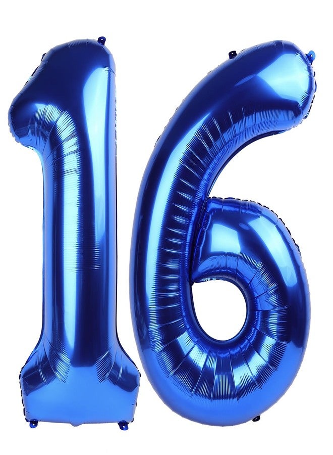 بالون رقم 16 أزرق داكن من IWERP، مقاس 40 بوصة، بالون رقم 16، زينة عيد ميلاد أزرق داكن للذكرى السادسة عشرة، لوازم حفلات زرقاء للأولاد والبنات بعمر 16 عامًا - Image 1