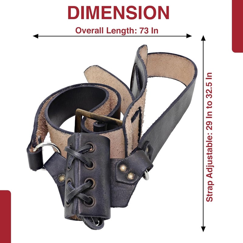 Armory Replicas ™ Genuine Leather Baldric Belt – Adjustable Shoulder Strap for Long Swords & Claymores with Brass Rivets and Buckles - Image 2