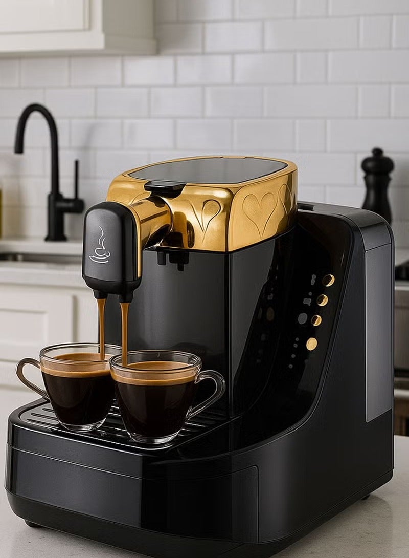 ماكينة صنع القهوة الأوتوماتيكية التركية أسود / ذهبي 1 لتر كوب مزدوج بطيء التحضير آلة صنع القهوة الأوتوماتيكية ذاتية التنظيف - Image 2