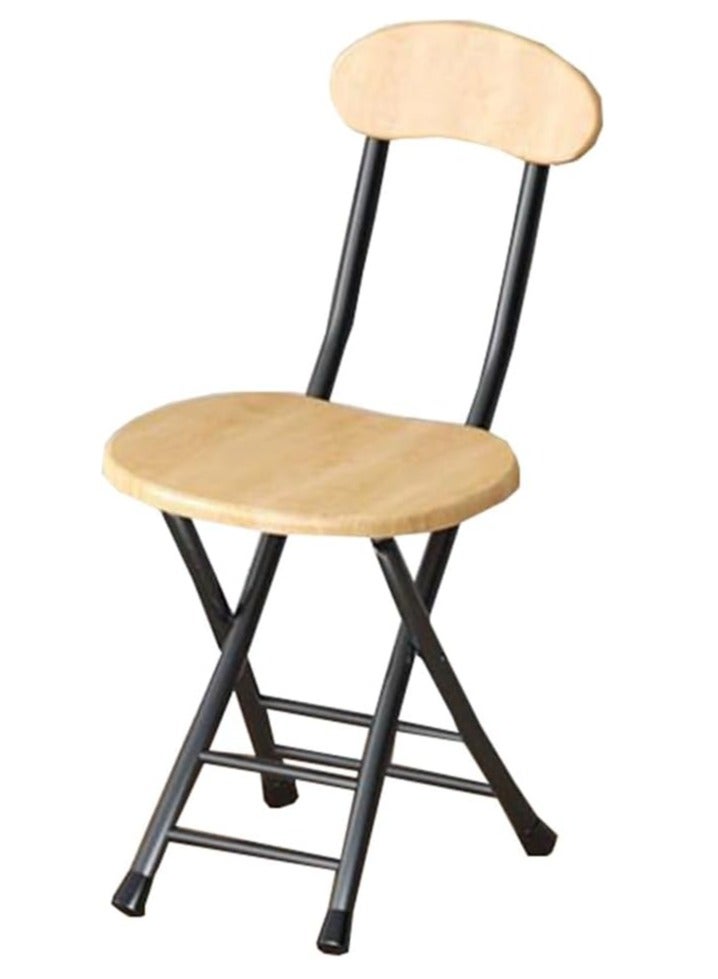 VITION Portable Folding Stool with Backrest, Counter Folding Stool, BarStool with Footrest, Breakfast Folding Chair Folding Stool for Kids Adult Kitchen Dorm Playroom Home Gardening (Wood/Black)  - Image 1
