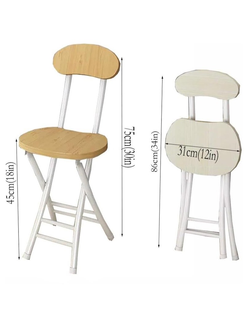 VITION Portable Folding Stool with Backrest, Counter Folding Stool, BarStool with Footrest, Breakfast Folding Chair Folding Stool for Kids Adult Kitchen Dorm Playroom Home Gardening (Wood/Black)  - Image 3