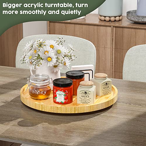 VeyFey Lazy Susan Organizer, 13.2 Inch Non-Skid Bamboo Lazy Susan for Kitchen Table cabinets Closets and Kitchen Islands, Wood Turntable for Kitchen Countertop Organizer - Image 3